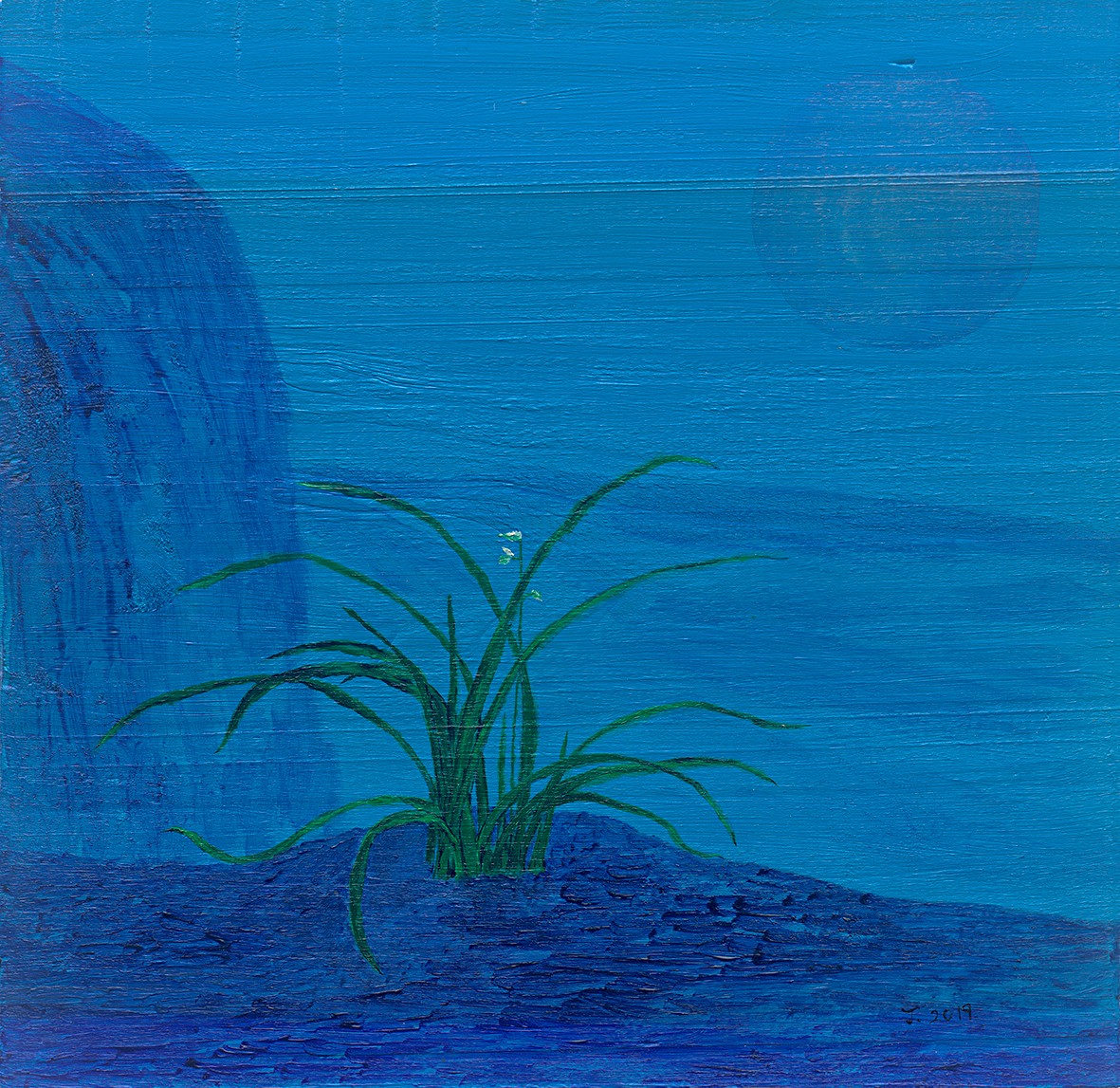 蘭花，木板丙烯，30×30cm，2019.jpg