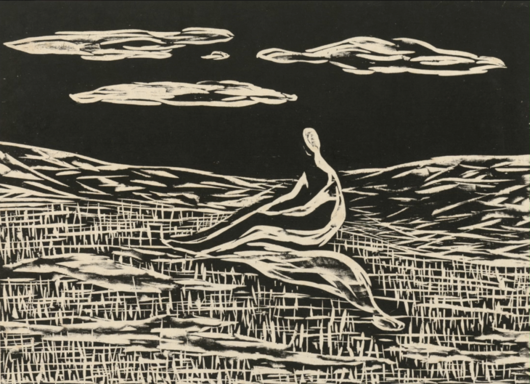 陳琦，郁達(dá)夫《沉淪》插圖，黑白木刻，34x47cm，1985.png