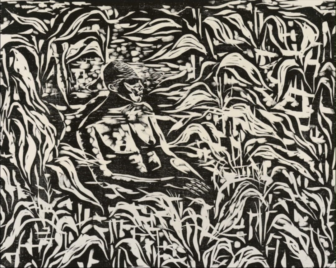 陳琦，《玉米》，黑白木刻，42x53cm，1986.png