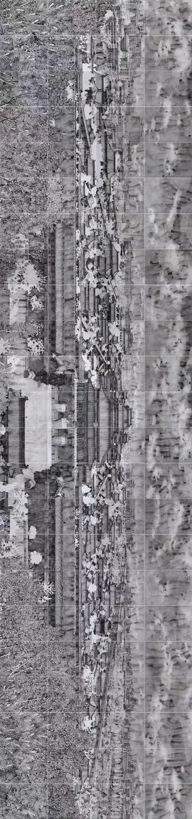 陳琦，《盛夏》，56x23x76cmx4（1288x304cm），紙本水墨，2022 （橫屏查看）.jpg