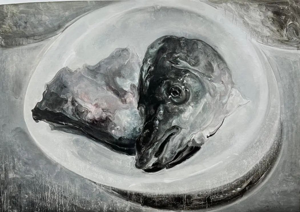 獻給戈雅的魚頭，90×130cm，布面油畫，2012.jpg