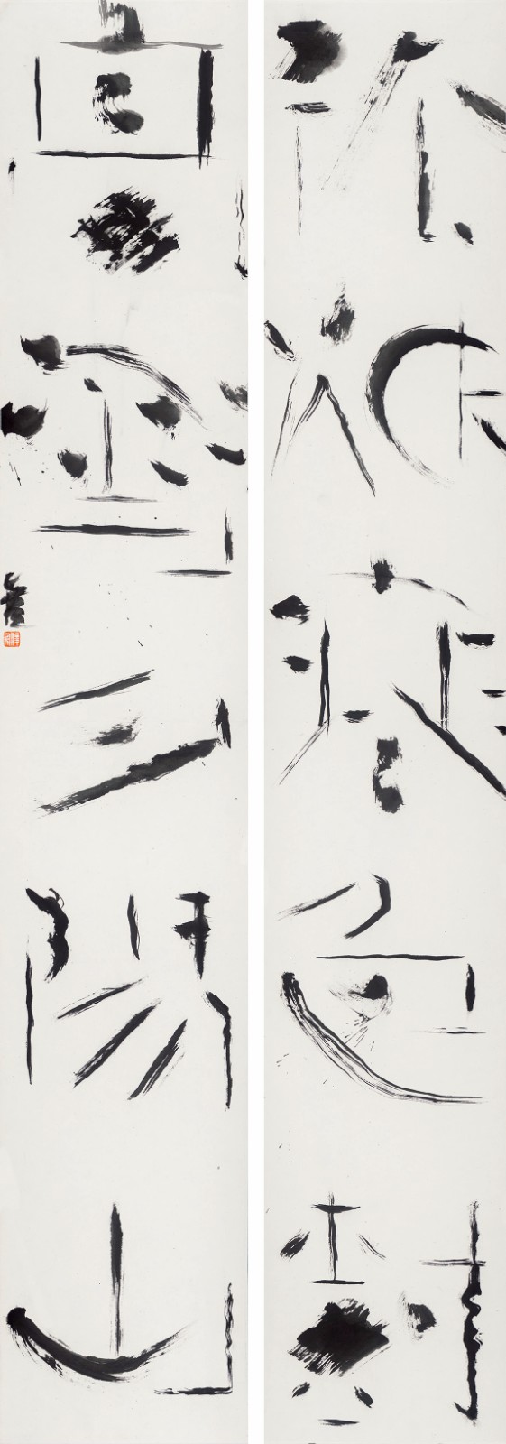 盧俊舟，孤煙高雪，139×23cm×2，紙本水墨，2023.jpg