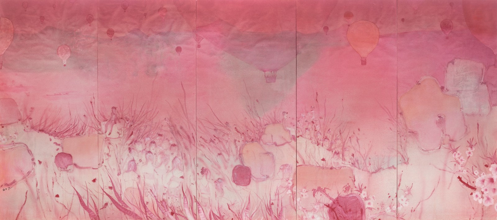 Rosy Glow,  Ink and wash on paper, 360 x 800 cm, 2024.jpg