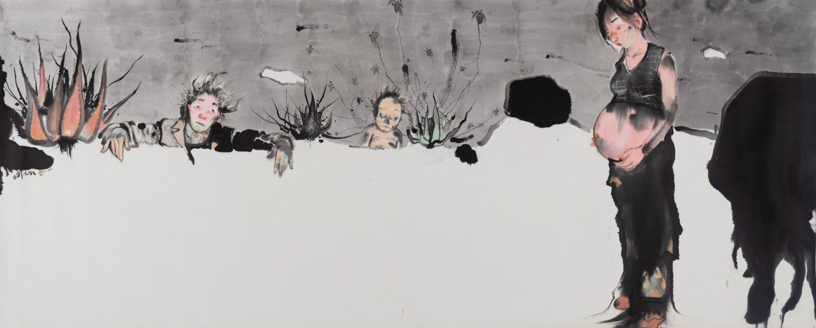 《愛(ài)你》，紙本水墨，200 × 500 cm，2021.jpeg