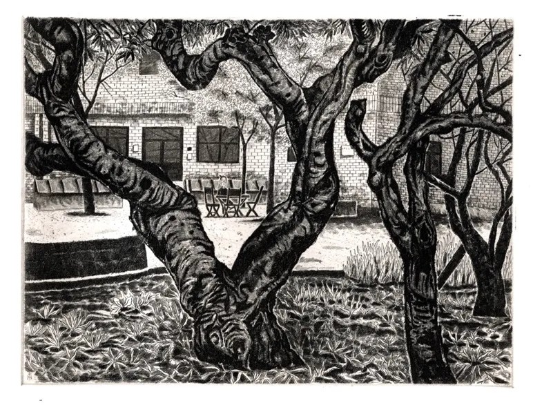 Yard of CAFA, 15x20cm, Copperplate etching, 2023.jpg