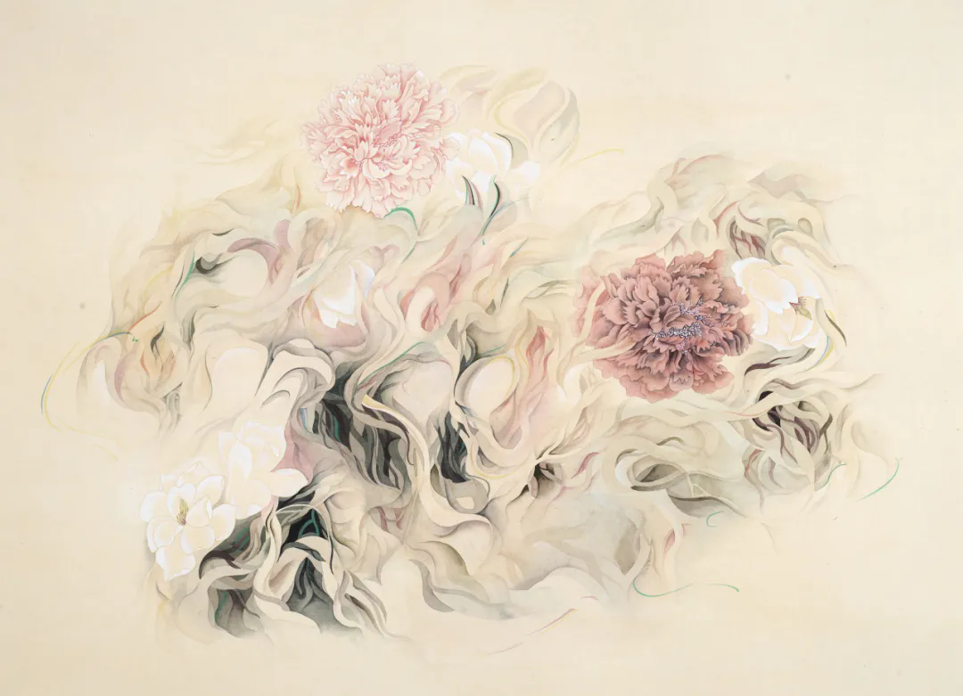 09 Bosten Lake 87°02′58E-41°92′46N (painting), Ink and mineral pigment on paper, 69 x 93 cm.png