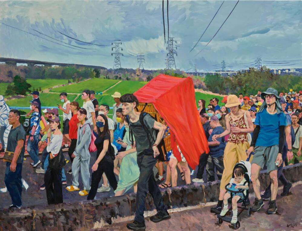 Liu Xiaodong, Bridge Crossing, 2024. Oil on canvas, 230x300cm.jpg