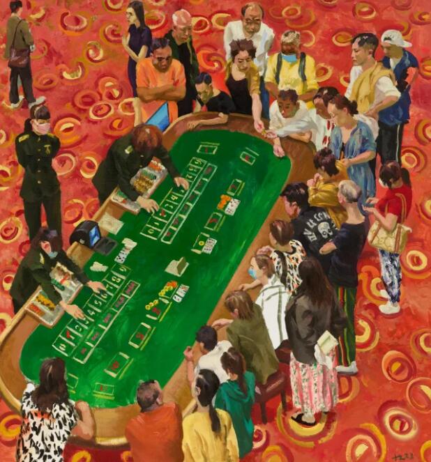 Liu Xiaodong, Long Table, 2023. Oil on canvas, 150x140cm.jpg