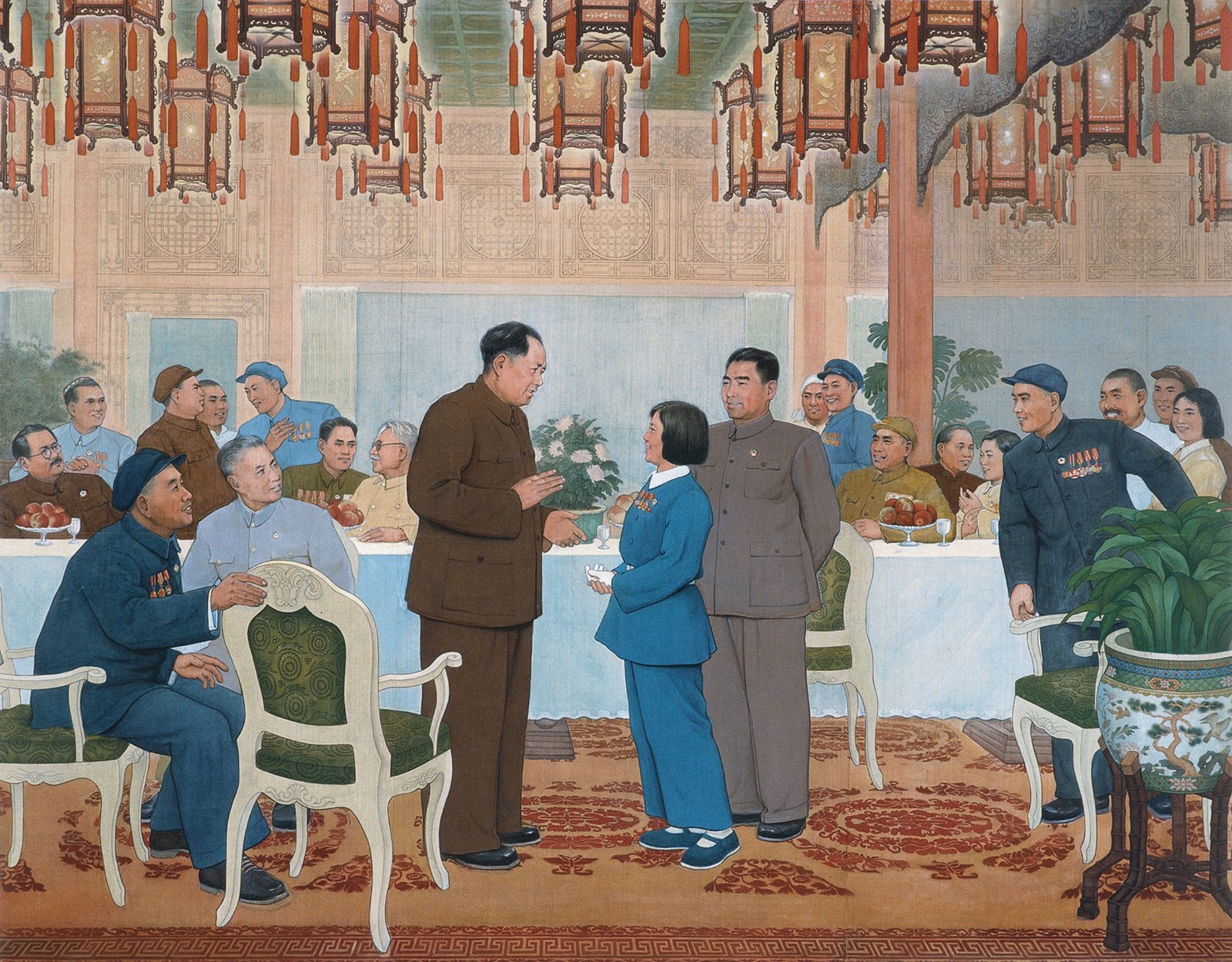 11《群英會上的趙桂蘭》（作者放大原作）林崗  絹本設(shè)色  138 x 176cm 1951年 中央美術(shù)學(xué)院美術(shù)館藏.jpg