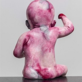 Zhang Xiaogang, Baby No. 2, 2013; painted bronze, 41.6x23.5x18.4cm