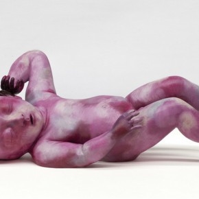 Zhang Xiaogang, The Boy with Left Hand Touching the Ear, 2014; painted bronze, 24x72x33cm