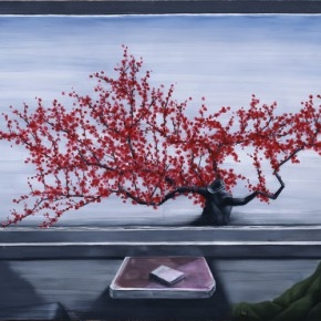 Zhang Xiaogang, Train Window -Red Plum, 2010; Oil on canvas, 220x140cm