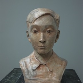 Zhang Xiaogang, Young Boy No.1, 2013; painted bronze, 55.9x27.9x33cm