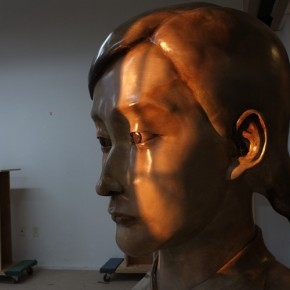 Zhang Xiaogang, Young Woman, 2013; painted bronze, 112x62x56cm