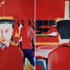 13 Cai Guangbin, Square – Tiananmen Square, acrylic on canvas, 170 × 172 cm × 2, 1993